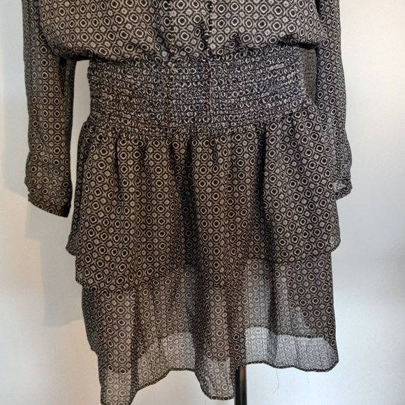 100% pure silk, tiered, boho above-knee dress - Picture 5 of 16